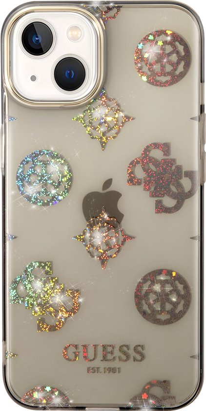 Glitter arrière à paillettes Guess 4G Peony pour Apple iPhone 14 Plus (6,7") - Zwart