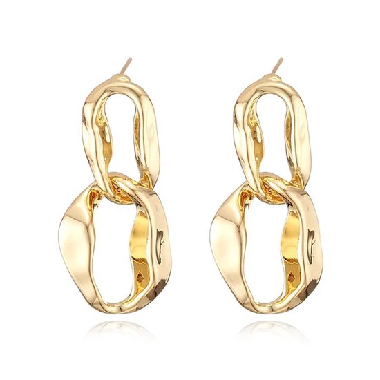 Druppel oorbellen - goud - met design - go your own way – Little Suzies Druppel oorbellen - goud - met design - go your own way – Little Suzies