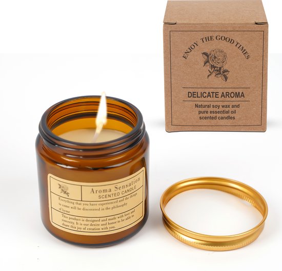 Geurkaars in Glas - Geurkaarsen Geschenkset of 4 - Gardenia, Pear & Freesia, Sandalwood, Blue bell - 100% Natuurlijk