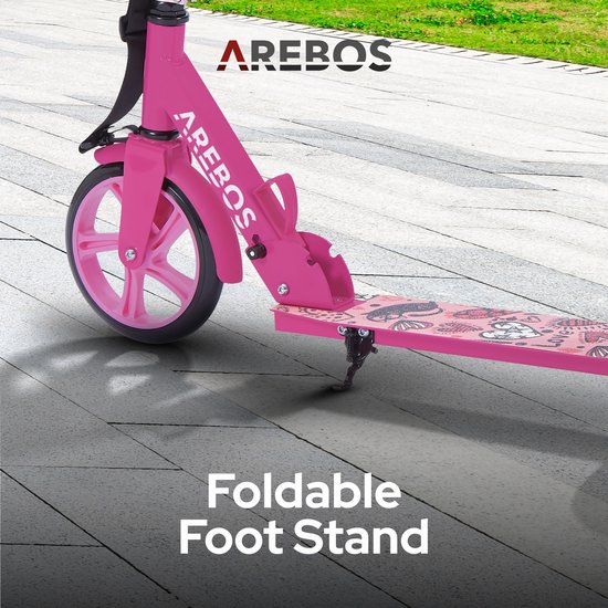 AREBOS kick scooter stadsstep kinderstep volwassen scooter roze