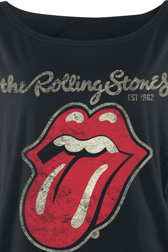 T-shirt noir des Rolling Stones, The Plastered Tongue, taille L