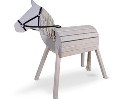 Pink Papaya houten paard voor buiten, houten speelpaard voor kinderen, XXL speelpaard voor de tuin, houten buitenpaard met manen en staart