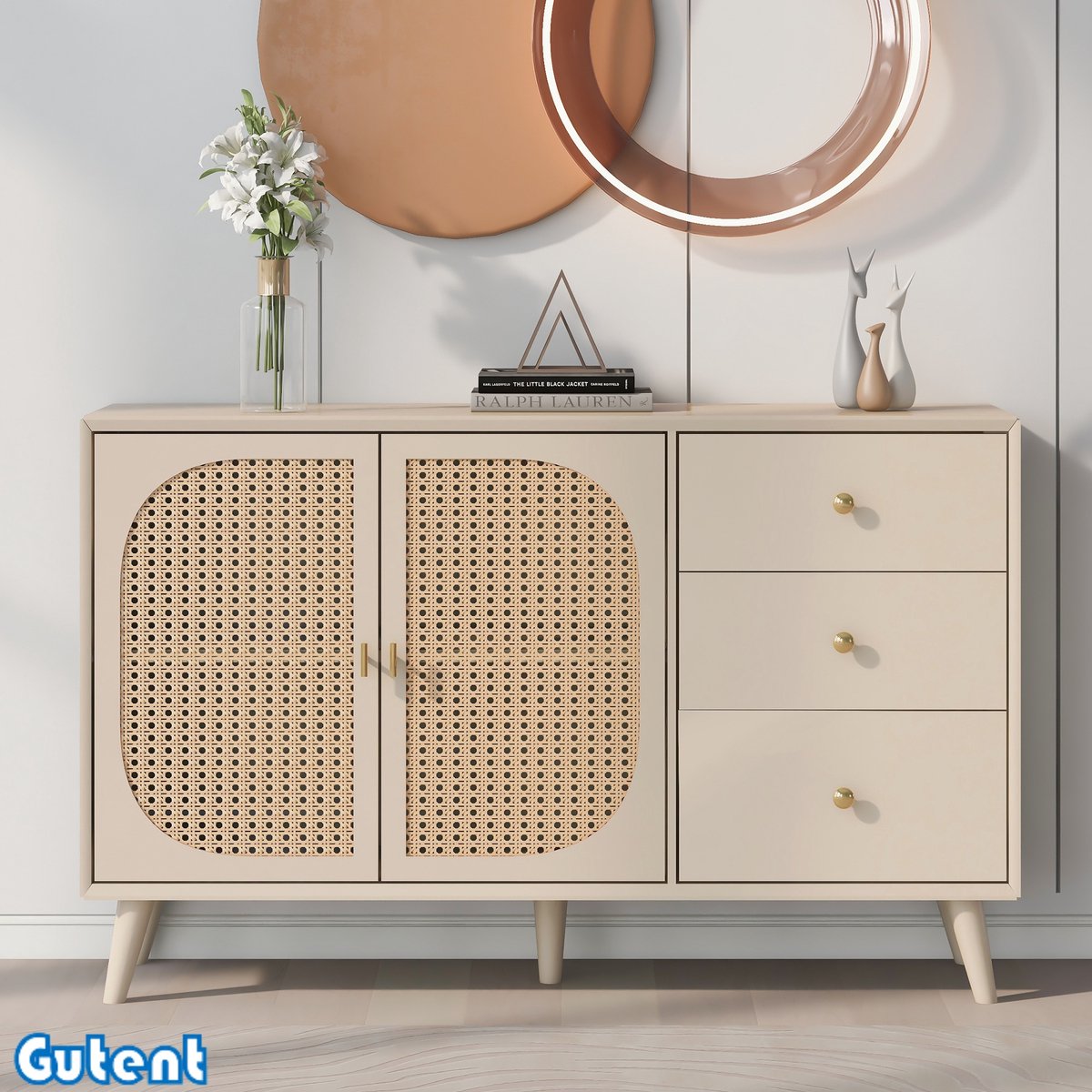 Gutent Opbergkast - met deuren en laden - Gebroken wit - Breedte 120 cm