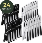 Gandria Wasknijpers 24 Stuks - Kunststof Wasknijpers - Set van 24 Plastic Knijpers - Wasrek Knijpers 10 Kg - Zwart/Wit en Wit/Zwart
