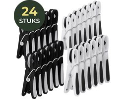 Gandria Wasknijpers 24 Stuks - Kunststof Wasknijpers - Set van 24 Plastic Knijpers - Wasrek Knijpers 10 Kg - Zwart/Wit en Wit/Zwart