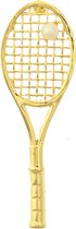 Behave® Broche tennis racket goud kleur met parel 7,5 cm