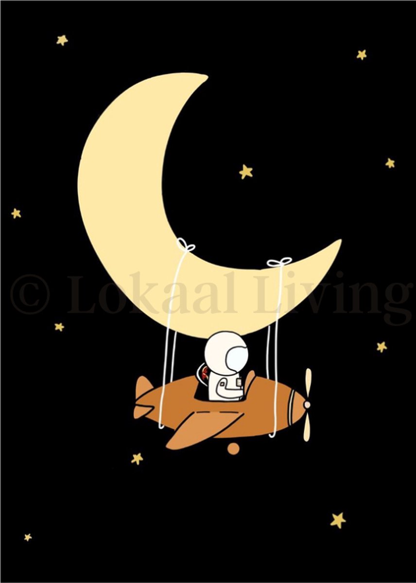 Lokaal Living - a4 poster - luna zwart - illustratie ruimte - space