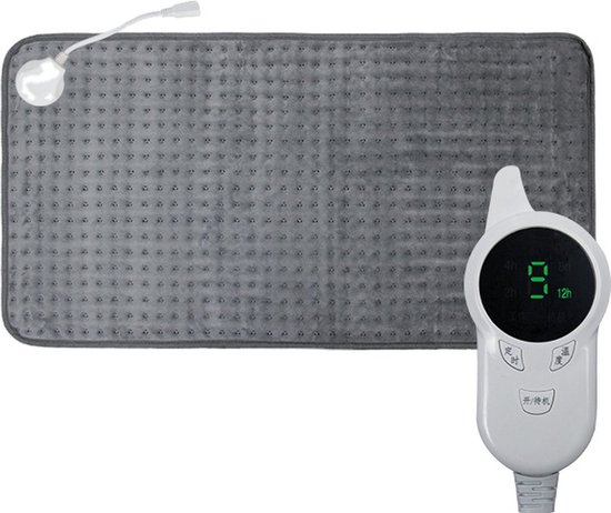 EuniLife - Kwalitatieve Elektrische Verwarmingskussen - Voetenwarmers - Nek - Schouders - Buik - Heating Pad - Verwarmingskussen XL - Wasbaar - 60x30cm - Grijs