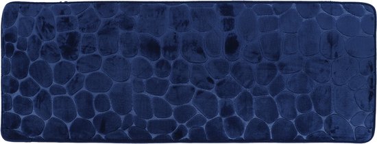 Tendance Badmat Pebble - Memory Foam - extra long - bleu foncé - 45 x 120 cm - antidérapant - salle de bain