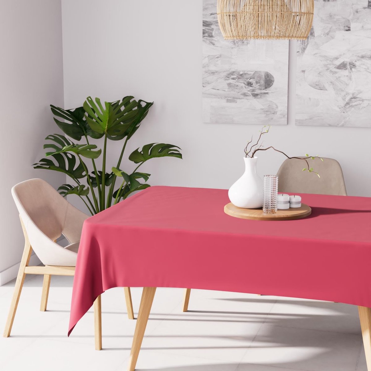 La'Moussawi ® Natuurlijke Tafellaken in Zachte Roze Tint voor Moderne Eettafels