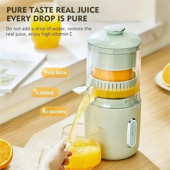 RM Store® - Elektrische Sinaasappelpers - Sinaasappelsap Extractor - Juicer - Draadloos - Draagbaar - Met Reinigingsborstel - Groenten - Vruchten - USB - Wit - 14 x 11 x 28 cm. — afbeelding 3