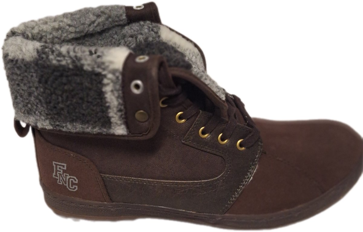 BASELONDON/FISCH&CHIPS-MANBOOTS-BROWN-CANVAS-SUEDE-PLAIDVOERING-43
