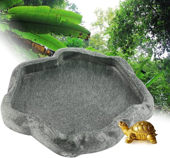 Foto: Waterdienblad abs resin duurzaam repti rock feeder reptielen water en voederschaal voor schildpad en hagedis robuust voederbak voor het voeden en drinken van huisdieren 