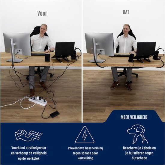 Kabelgoot voor ideaal kabelbeheer op het bureau