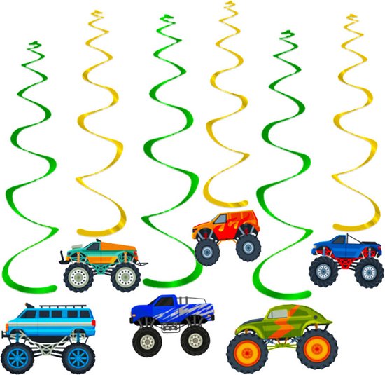 Q2Party - Auto Swirl - Slinger - Versiering - Verjaardag - decoratie - Feest - Hangdecoratie – 6 stuks