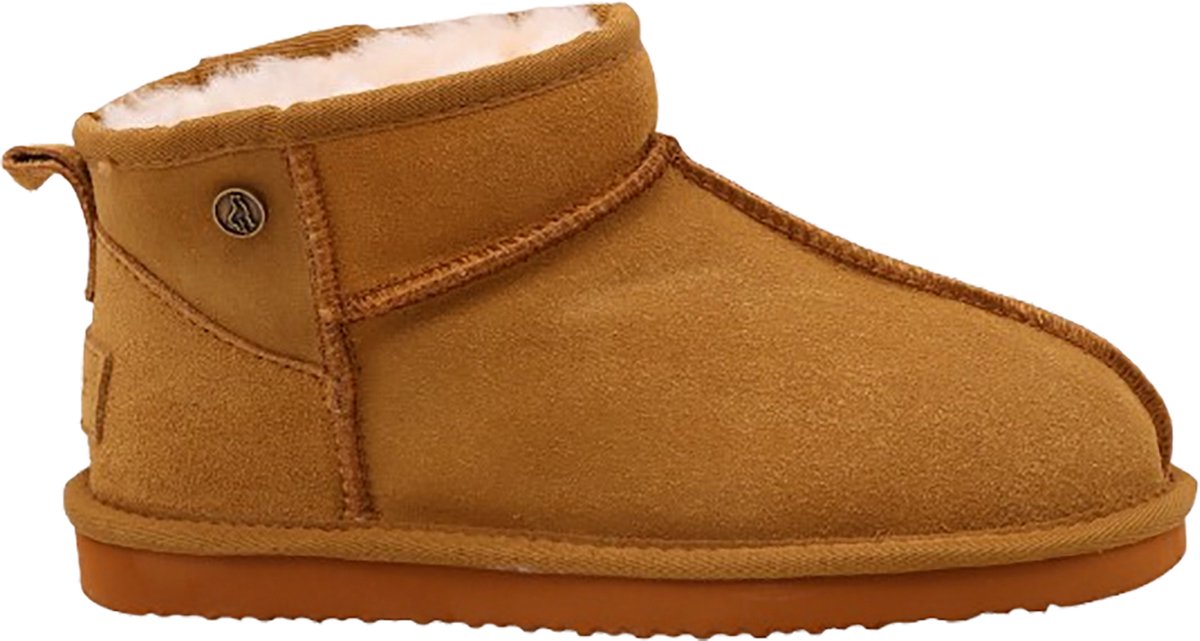 Alpacas Footwear - Dames - Echt suéde korte laarzen met stoere naad - Gevoerd met 100% zacht lamswol - Chestnut - 40