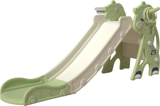 Foto: Unicorn slide opvouwbare glijbaan klimmer met basketbalstandaard veilige mini speeltuin voor kinderen perfect cadeau voor feestdagen 142 x 68 cm l x h groen