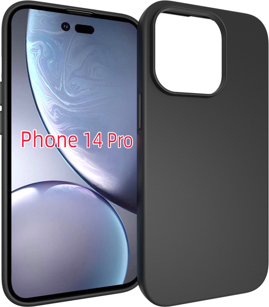 MobyDefend Hoesje - Geschikt voor iPhone 14 Pro - TPU Backcover - Mat Zwart