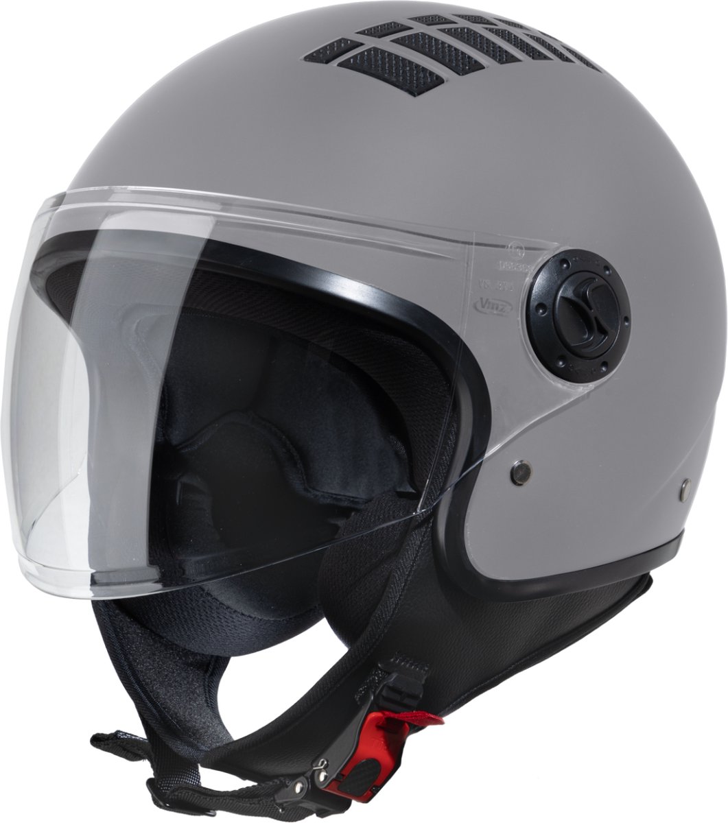 VINZ Como Jethelm met Vizier | Scooter Helm & Motorhelm & Brommerhelm & Snorfietshelm & Scooterhelm Retro | ECE 22.06 goedgekeurd | Lichtgewicht 1150 gram | Inclusief Opbergzak | Titanium - XL