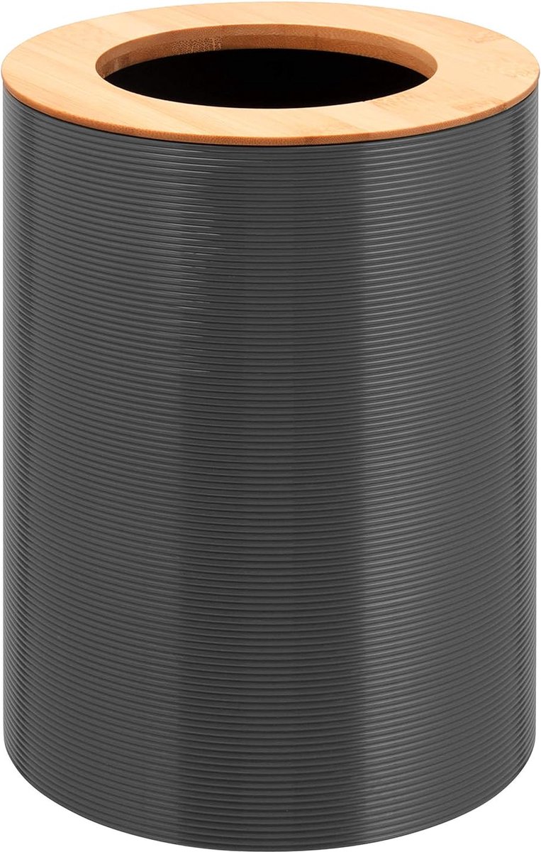 Goedkoopste Segno Afvalemmer voor badkamer, bamboe en kunststof, 5,5 liter, grijs