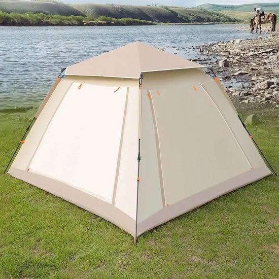 DHN Automatische Kampeertent - Snel open - Camping Tent 3-4 - Instant Setup, Draagtas - Beige - 200cm , 300cm — afbeelding 3