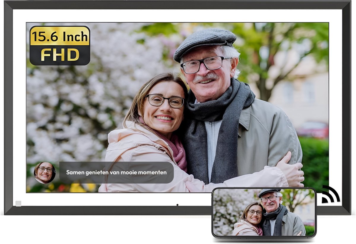 Digitale fotolijst met WiFi en Frameo App - 15.6 inch HD+ - Digitale - €134,95