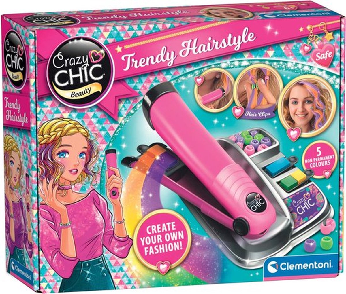 Clementoni - Crazy Chic - Trendy Hairstyle - Kapsalon set met haarverf, tang en accessoires - Vanaf 6 jaar — afbeelding 11