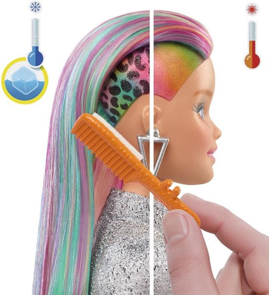 Barbie Leopard Regenbooghaar pop (blond) — afbeelding 20