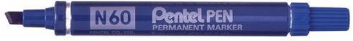 Pentel N 60 permanente marker Blauw Beitelvormige punt 12 stuk(s)