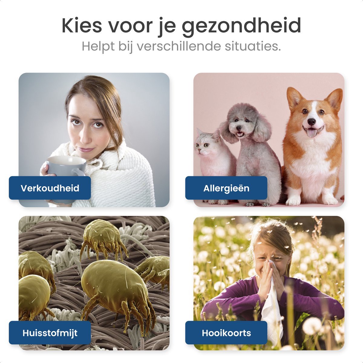 Gologi Luchtreiniger - Air Purifier Tegen Huisstofmijt, Hooikoorts, Allergieën en Stof - Vervangbaar HEPA 13 filter en Koolstoffilter - 210m³/h - Met App - Wit — afbeelding 6