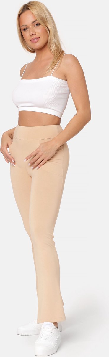 Bellivalini Dames Yogabroek - Sport - Vrijetijdsbroek - Lang - Viscose - Sportbroek - BLV-BLV50-282-YPF - Zand - S van Bellivalini — afbeelding 3