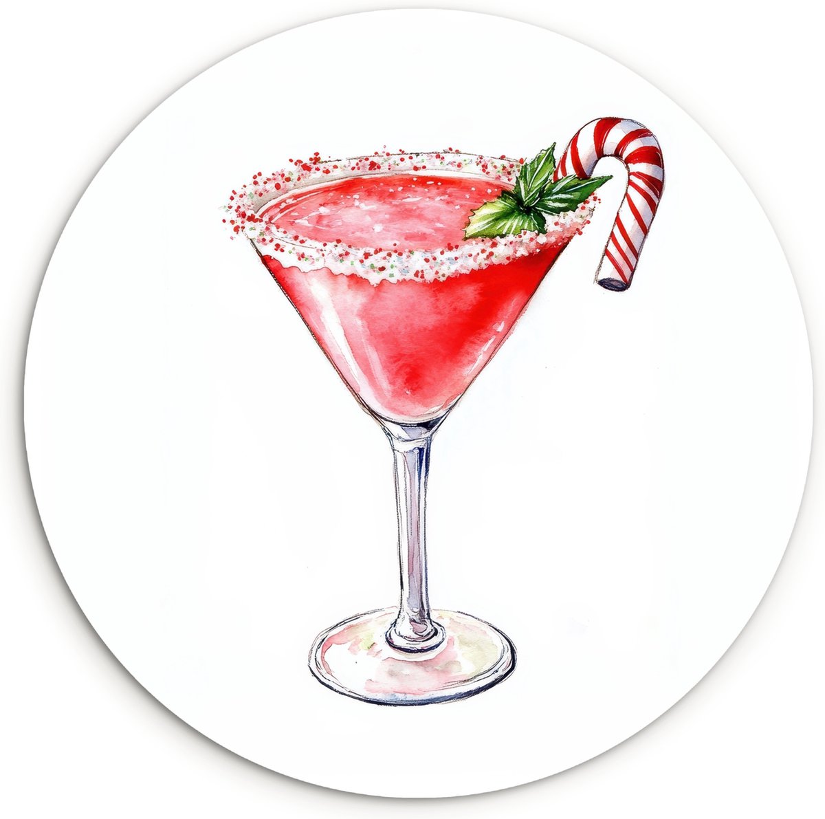 WallCircle Wandcirkel 30x30 cm - Muurcirkel Cocktail - Drank - Winter - Kunst - Muurdecoratie woonkamer - Wanddecoratie keuken - Kamer decoratie accessoires - Ronde schilderijen Kerst - Cocktail