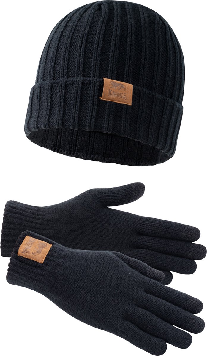 Lonsdale Deazley muts- en handschoenset Zwart