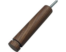 Handles and more® Wandstick - Walnoot ø24mm - Plantenhanger Wandhaak - incl. S-haakje Zwart