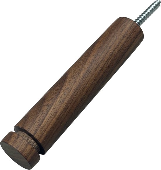 Handles and more® Wandstick - Walnoot ø24mm - Plantenhanger Wandhaak - incl. S-haakje Zwart