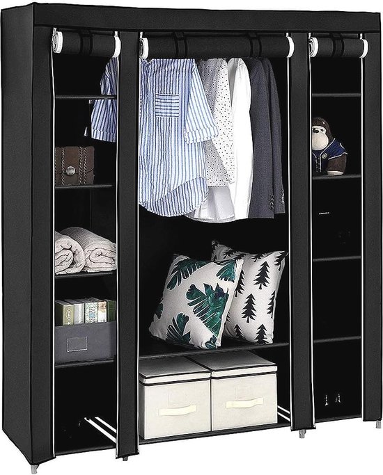 eyepower opvouwbare Kledingstang - 150cm Garderobe Kapstok met 2 Ophangstangen - metaal Kledingpaard