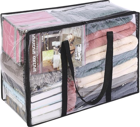 Opbergbox met Deksel 79x39x17 cm - Blauw - Met Wieltjes en Druksluiting - Ideaal voor Opslag in Huis of Kantoor