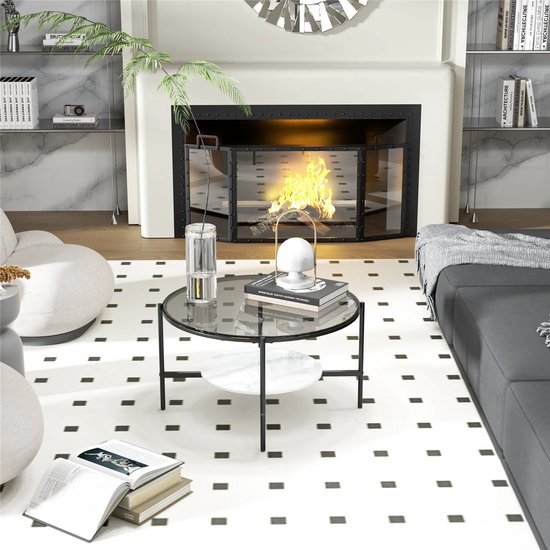 MartiCo® Salontafel Rond - Salontafel met opbergruimte - Gehard Glas ...