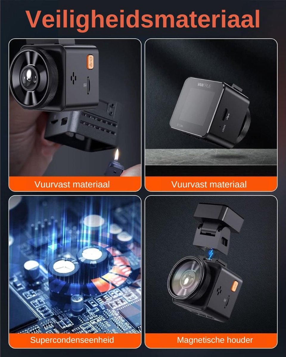 DD Dashcam voor Auto voor en Achter - Achter Draadloos - HDR Night Vision - 13x7x5cm - Zwart – foto 4
