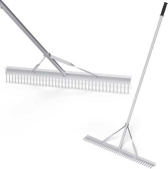 Râteau De Jardin En éventail 14 Dents - Manche Long, Portable Pour Pelouse, Gravier, Camping - 8