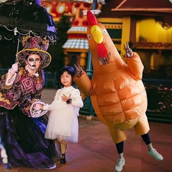 RHYTHMARTS Opblaasbaar kostuum voor volwassenen, opblaasbaar kostuum voor Halloween, Kerstmis, carnaval, opblaasbare kostuums, verkleedkleding voor volwassenen (rozerood