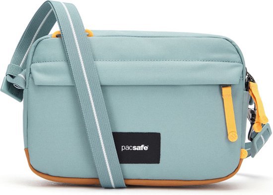 Sac bandoulière Pacsafe - 2,5 L - Blocage RFID - Convient pour tablette 7 pouces - Bandoulière - Matériaux résistants aux coupures - Pochette - Bleu