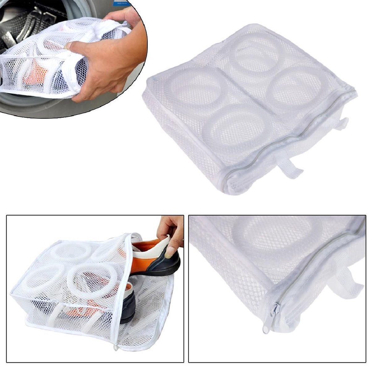 Goedkoopste IBBO® - 2x Waszak - Wasnet voor Schoenen - 2 stuks ( een Klein en een groet) - Schoen Wassen - Speciale Zorg Waszak Huishouden - Netje Anti-Vervorming - Multifunctionele waszakje - Wit