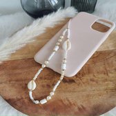 Chaîne De Téléphone Courti - Style Bohème Avec Perles Et Coquillages, 40cm - Pour Portable, Sac Ou Porte-clés