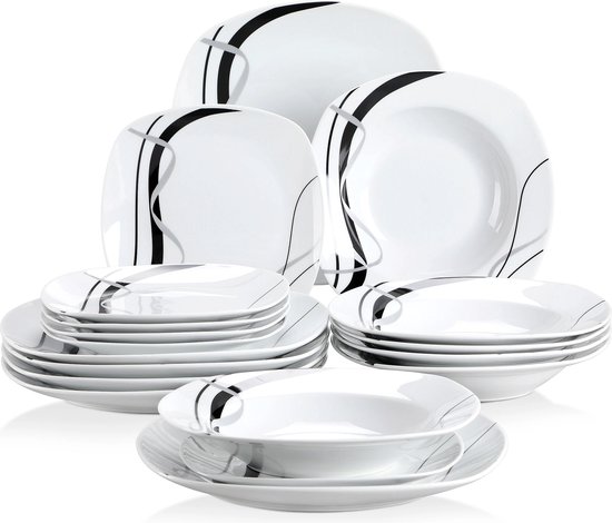 Vancasso tafelservies porselein, 40-delige JASMIN servies set, oosterse combinatie serviesset