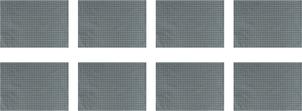 Krumble Theedoek met kleine blokjes - Ruitpatroon - Theedoeken - Glazendoeken - Keukendoeken - Katoen - Grijs met zwart - 40 x 60 cm - Set van 8