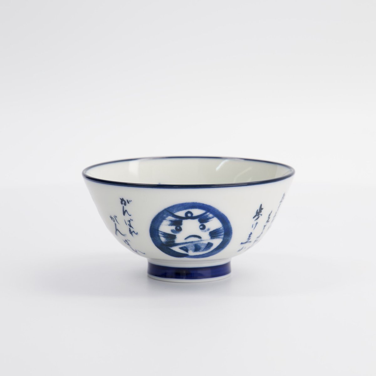 Tokyo Design Studio - Kawaii - Rijstkom - 11.3x5.8cm - 300ml - Kom Daruma - Blauw en Wit