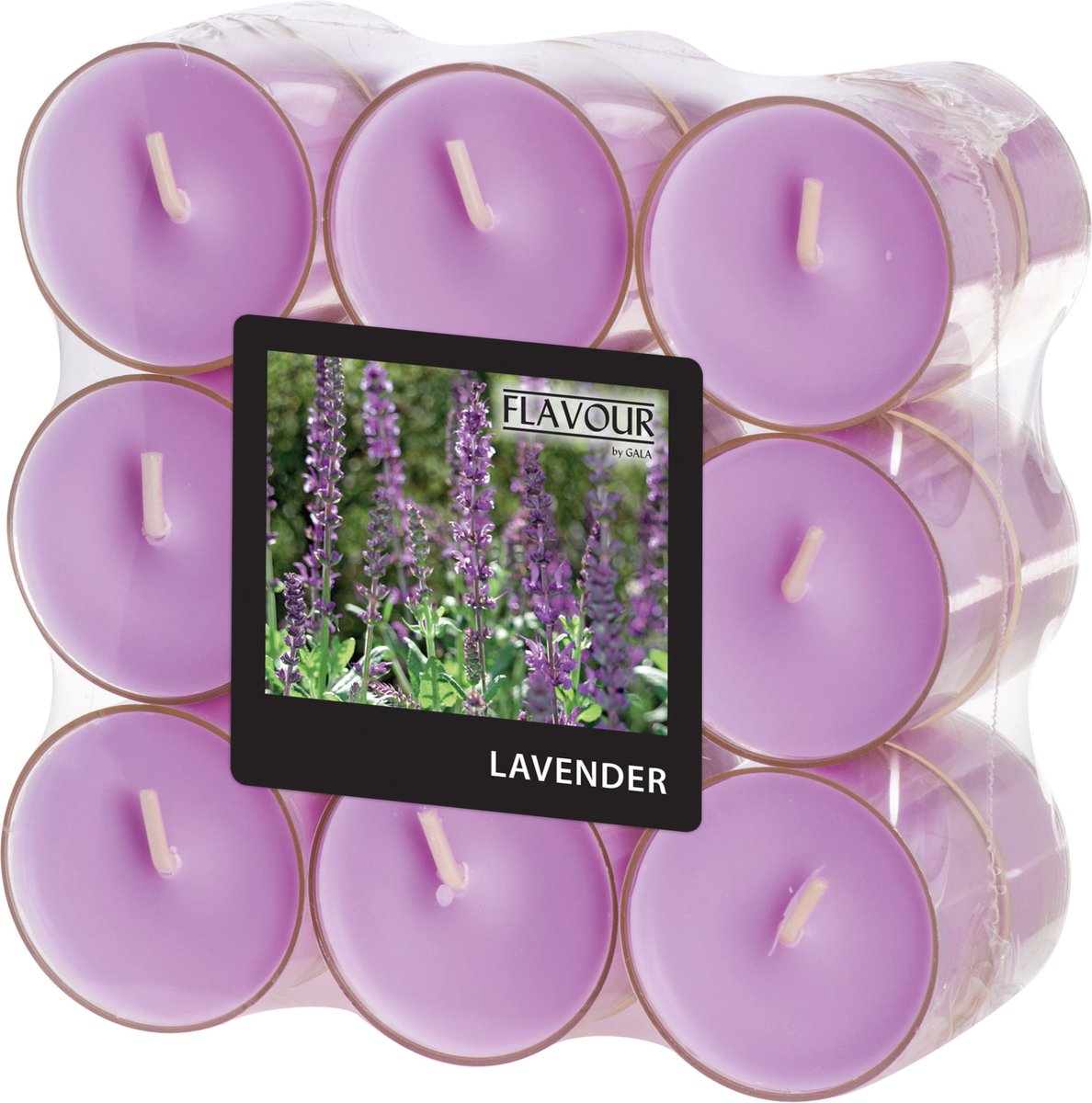 Conpax Candles Geur theelichtjes/waxinelichtjes - transparant - 18x - Lavender aroma - 6 branduren