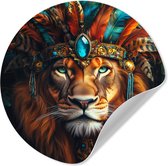 WallCircle® - Cercle de papier peint 140x140 cm - Stickers muraux Lion - Feuilles - Jungle - Ressorts - Cercle mural salon - Cercle mural chambre - Décoration de chambre autocollante - Accessoires de Décoration murale