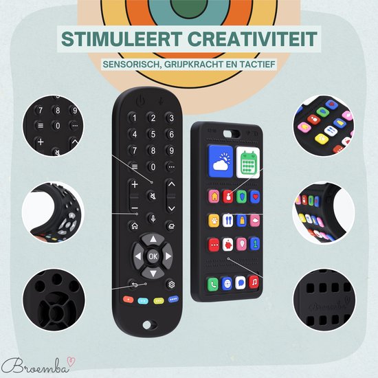 Télécommande Bébé & Anneau De Dentition Broemba Torino | 100% Silicone Sans BPA | Design Réaliste, Facile à Nettoyer